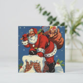 Weihnachten, Retro Santa Claus Einladung (Stehend Vorderseite)