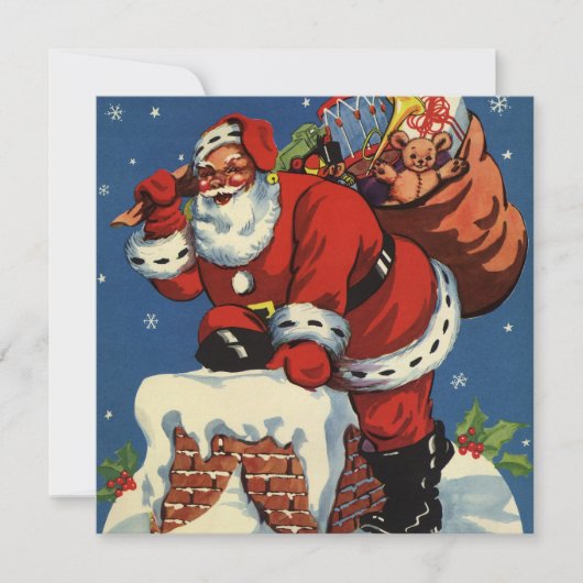 Weihnachten, Retro Santa Claus Einladung (Vorderseite)