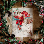 Weihnachten. Retro Santa Claus und Reh Feiertagskarte<br><div class="desc">Weihnachten с mit Weihnachtsmann und Hirschen.</div>