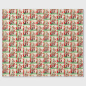 Weihnachten Retro Santa Looks Lounge Geschenkpapier (Flach)