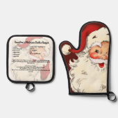 Weihnachten Retro Santa Recia Ofenhandschuh & Topflappen-Set (Vorderseite)