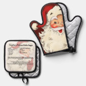 Weihnachten Retro Santa Recia Ofenhandschuh & Topflappen-Set (Vorderseite/Rückseite)