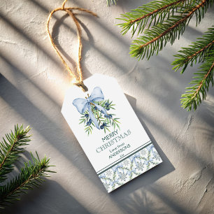 Weihnachten Retro staubblaues Band Grand Millennia Geschenkanhänger