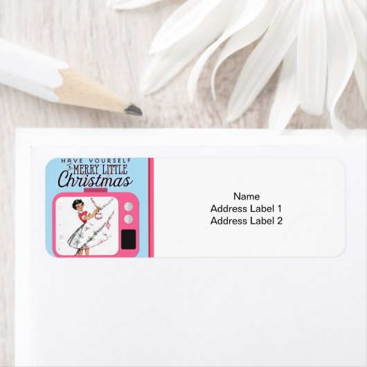 Weihnachten Retro Stil Frau und TV (Insitu)