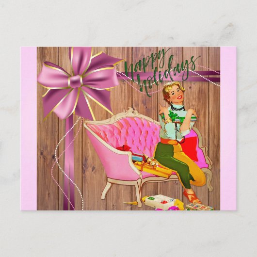 Weihnachten Retro Style Happy Holidays! (Vorderseite)