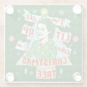 Weihnachten Retro Trinken Spaß Frau Lit Up Glasuntersetzer (Rückseite)