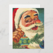 Weihnachten Retro Vintag Santa Holding Ornament (Vorne/Hinten)