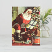 Weihnachten, Retro Weihnachtsmann mit Geschenken Einladung (Stehend Vorderseite)