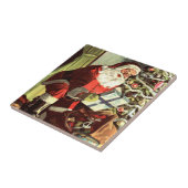 Weihnachten, Retro Weihnachtsmann mit Geschenken Fliese (Seite)