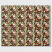 Weihnachten, Retro Weihnachtsmann mit Geschenken Geschenkpapier (Flach)
