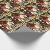 Weihnachten, Retro Weihnachtsmann mit Geschenken Geschenkpapier (Ecke)