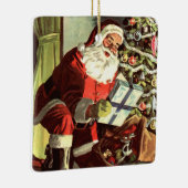 Weihnachten, Retro Weihnachtsmann mit Geschenken Keramikornament (Rechts)