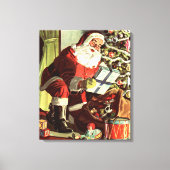 Weihnachten, Retro Weihnachtsmann mit Geschenken Leinwanddruck (Vorderseite)