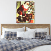Weihnachten, Retro Weihnachtsmann mit Geschenken Leinwanddruck (Insitu (Schlafzimmer))