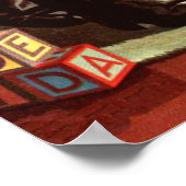 Weihnachten, Retro Weihnachtsmann mit Geschenken Poster (Ecke)