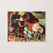 Weihnachten, Retro Weihnachtsmann mit Geschenken Puzzle (Horizontal)