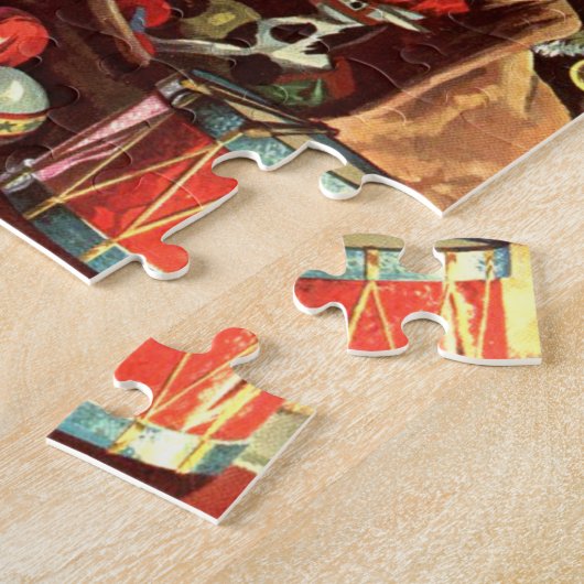 Weihnachten, Retro Weihnachtsmann mit Geschenken Puzzle (Seite)