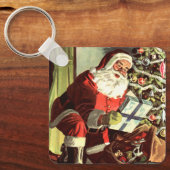 Weihnachten, Retro Weihnachtsmann mit Geschenken Schlüsselanhänger (Vorderseite)
