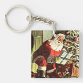 Weihnachten, Retro Weihnachtsmann mit Geschenken Schlüsselanhänger (Vorderseite)