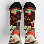 Weihnachten, Retro Weihnachtsmann mit Geschenken Socken (Oben)