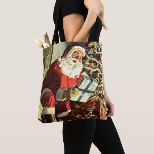 Weihnachten, Retro Weihnachtsmann mit Geschenken Tasche