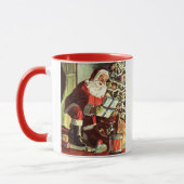 Weihnachten, Retro Weihnachtsmann mit Geschenken Tasse (Links)