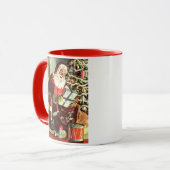 Weihnachten, Retro Weihnachtsmann mit Geschenken Tasse (Vorderseite Links)