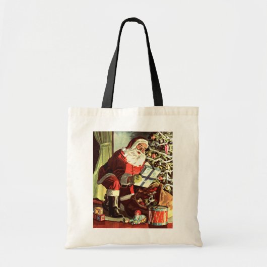 Weihnachten, Retro Weihnachtsmann mit Geschenken Tragetasche (Vorne)