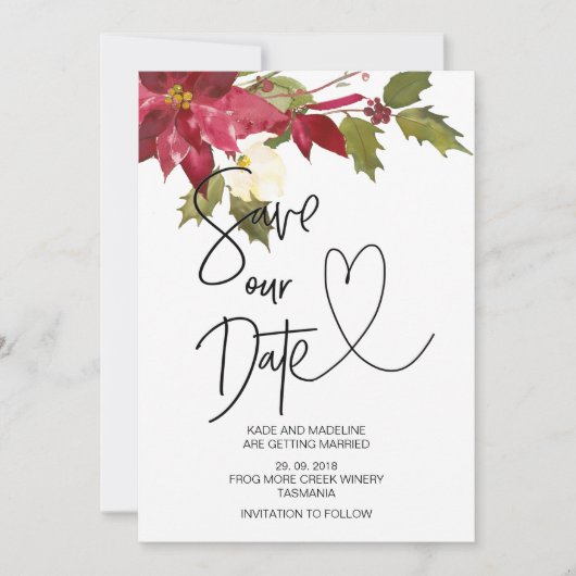 Weihnachten Rettet unser Datum Winterhochzeit Einladung (Vorderseite)