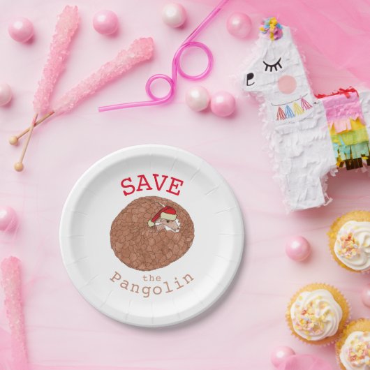 Weihnachten Rettete den Pangolin-Slogan Pappteller (Party)