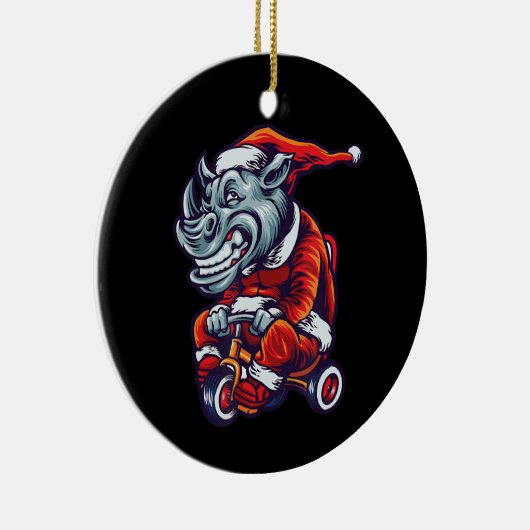Weihnachten Rhino Santa Wearing Hat Merry Xmas Keramik Ornament (Rechts)