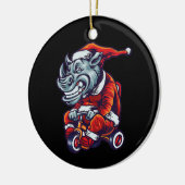 Weihnachten Rhino Santa Wearing Hat Merry Xmas Keramik Ornament (Links)