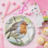 Weihnachten Robin RedBrustbrand Winter Wasserfarbe Pappteller (Party)