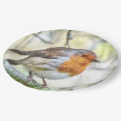 Weihnachten Robin RedBrustbrand Winter Wasserfarbe Pappteller (Schrägansicht)