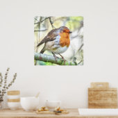 Weihnachten Robin RedBrustbrand Winter Wasserfarbe Poster (Küche)
