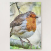 Weihnachten Robin RedBrustbrand Winter Wasserfarbe Puzzle (Vertikal)