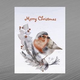 Weihnachten Robin RedBrustfloral Aquarell