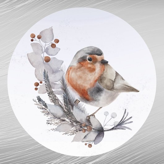 Weihnachten Robin RedBrustfloral Aquarell Runder Aufkleber