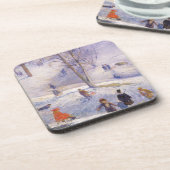 Weihnachten, Rodeln, Central Park Glackens Getränkeuntersetzer (Linke Seite)