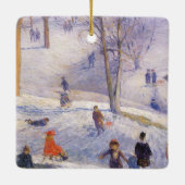 Weihnachten, Rodeln, Central Park Glackens Keramikornament (Rückseite)