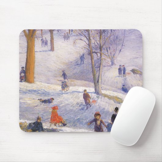 Weihnachten, Rodeln, Central Park Glackens Mousepad (Mit Mouse)