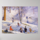 Weihnachten, Rodeln, Central Park Glackens Poster (Vorne)