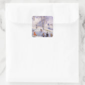 Weihnachten, Rodeln, Central Park Glackens Quadratischer Aufkleber (Tasche)