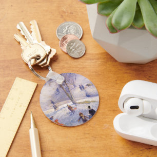 Weihnachten, Rodeln, Central Park Glackens Schlüsselanhänger