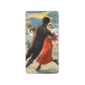 Weihnachten, romantische Couple Ice-Skaten Adressaufkleber (Vorne)