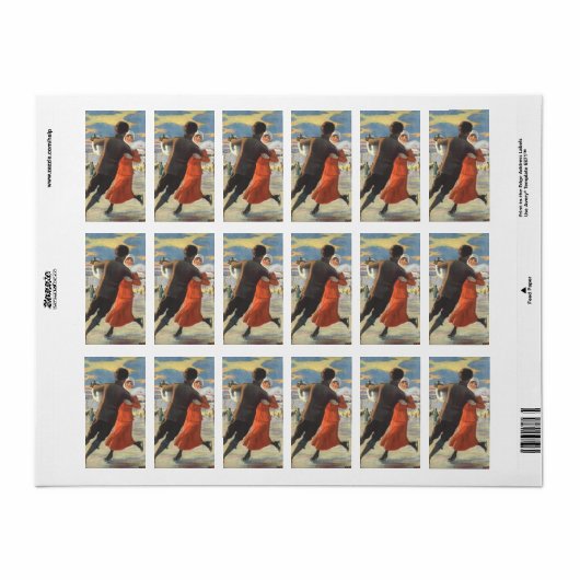 Weihnachten, romantische Couple Ice-Skaten Adressaufkleber (Vorne)