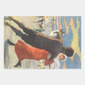 Weihnachten, romantische Couple Ice-Skaten Geschenkpapier Set (Vorderseite 2)