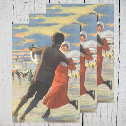 Weihnachten, romantische Couple Ice-Skaten Geschenkpapier Set