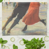 Weihnachten, romantische Couple Ice-Skaten Geschirrtuch (Gefaltet)