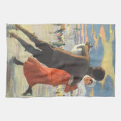 Weihnachten, romantische Couple Ice-Skaten Geschirrtuch (Horizontal)